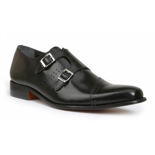 Giorgio Brutini "Carbonne" Black Genuine Leather Double Monkstrap Shoes 200131